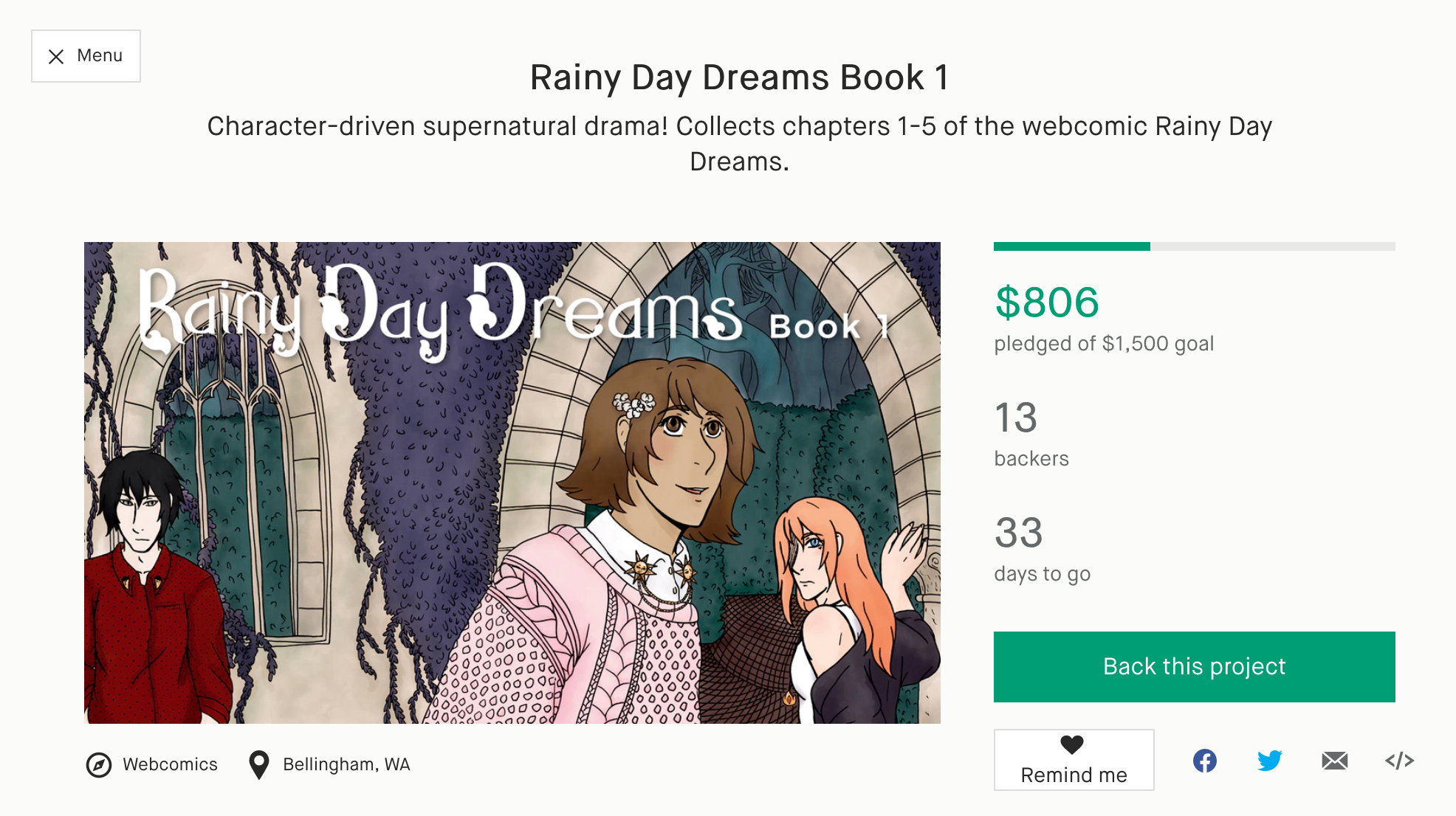 Book One Update – 50% Funded!